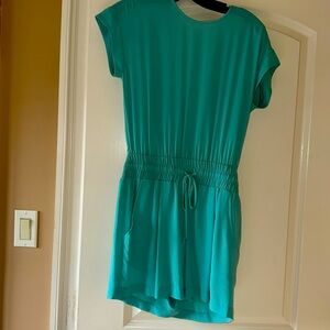 BCBGMAXAZRIA light turquoise short open back romper